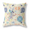 Palacedesigns 26 in. Peacock Indoor & Outdoor Zip Throw Pillow Off-White & Orange PA3094222